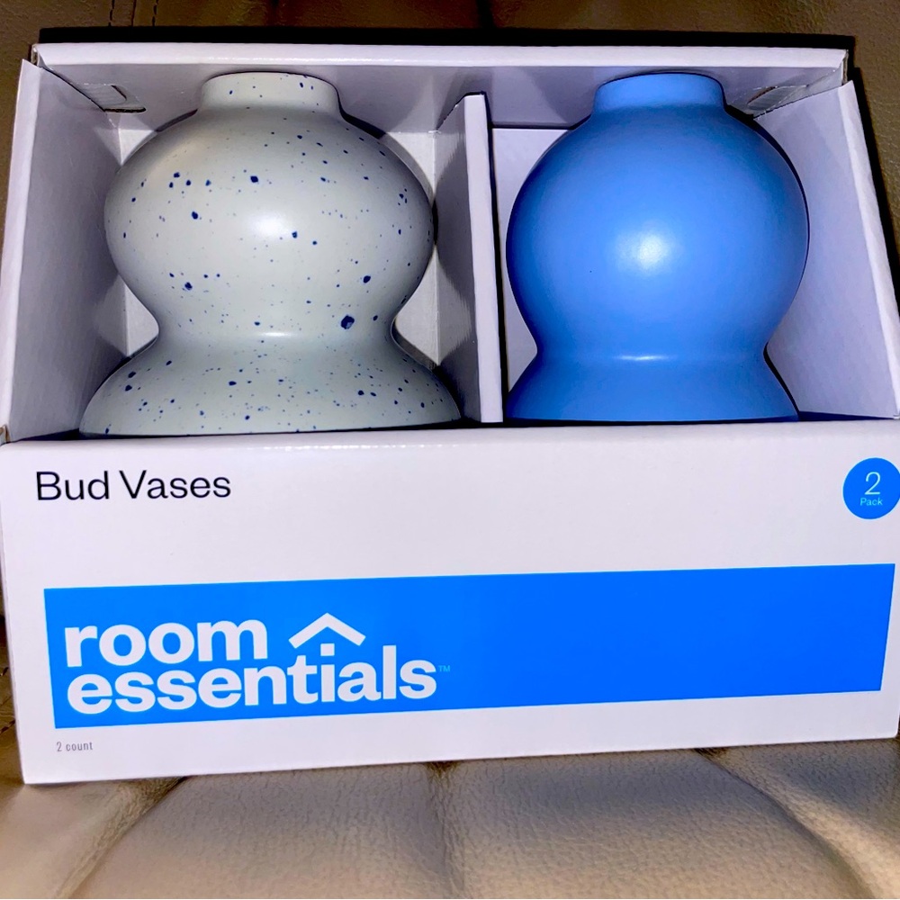 Room Essentials White and Blue Accent Vases New